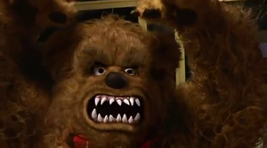 Gooby baring his teeth